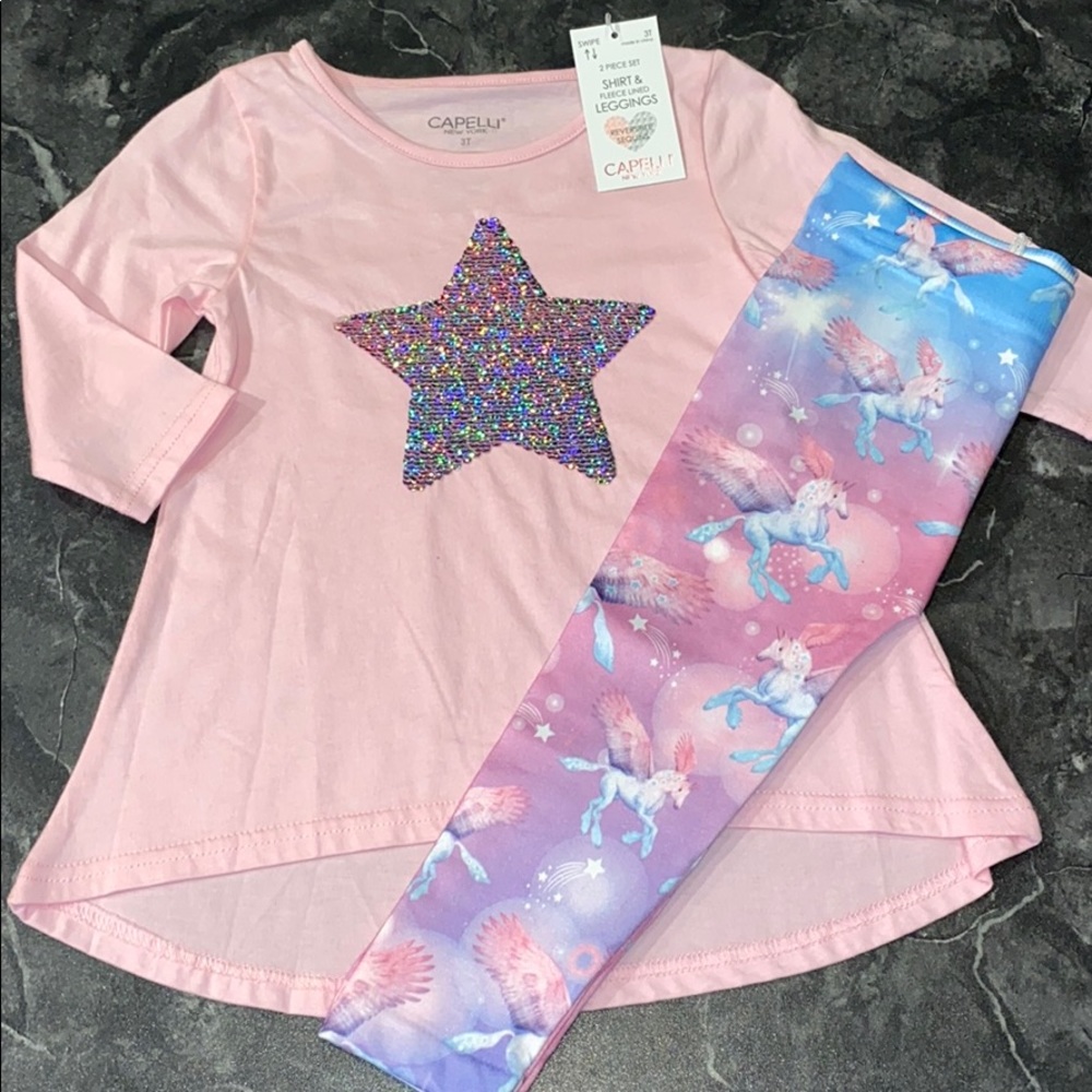 CAPELLI 2 Piece Set: Shirt & Fleece Lined Leggings